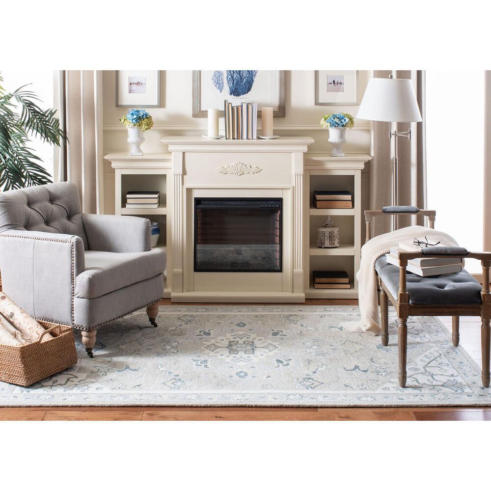 Safavieh Micro-Loop MLP505F 3&#39; x 5&#39; Light Grey and Ivory Area Rug, , large