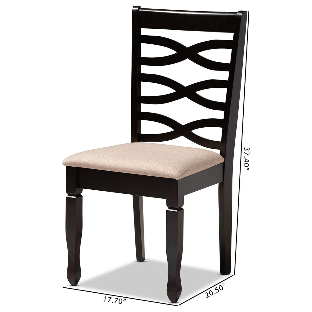 Baxton Studio Lanier Side Chair with Sand Cushion in Espresso Brown (Set of 4), , large