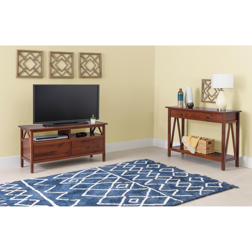 Linon Home Decor Titian Media Center in Antique Tobacco, , large