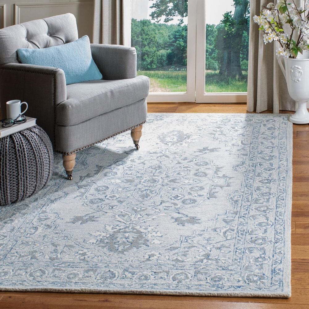 Safavieh Micro-Loop MLP504M 5&#39; x 8&#39; Light Blue and Ivory Area Rug, , large