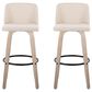 LumiSource Toriano Swivel Bar Stool with Cream Noise Fabric Upholstery in Whitewashed and Black (Set of 2), , large