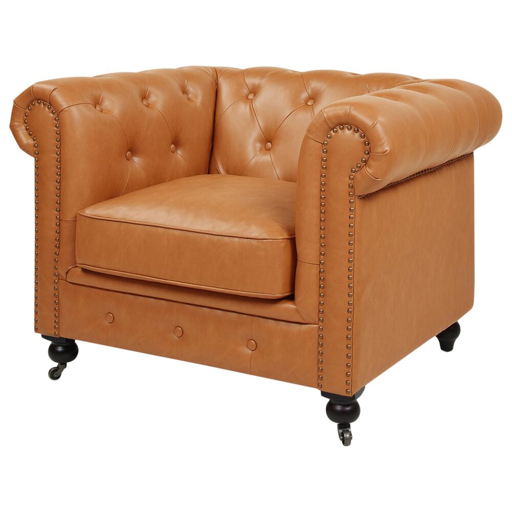 Jennifer Taylor Home Winston Accent Armchair in Caramel Tan Brown NFM