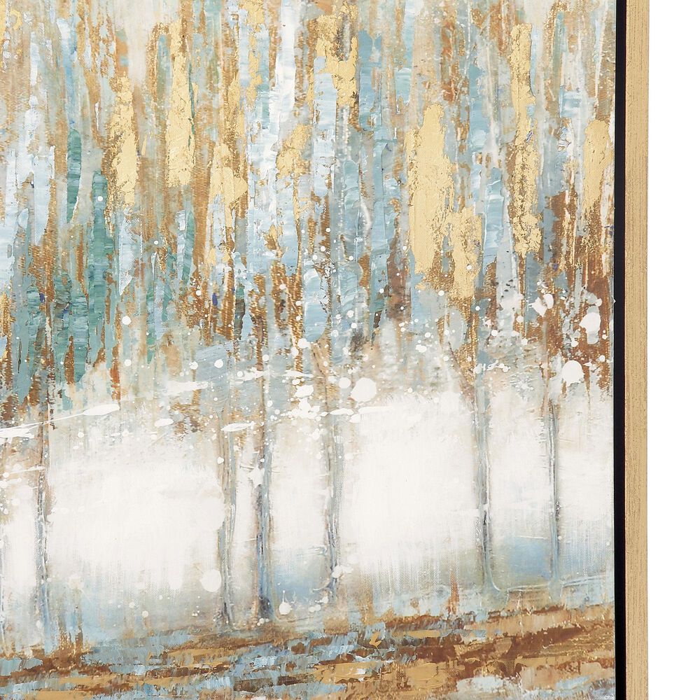 Maple and Jade 39&quot; x 39&quot; Lakeside Canvas Wall Art in Brown, Blue and Yellow, , large