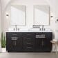 Lexora Home Abbey 72" Double Bathroom Vanity in Black Oak with 2 cm White Carrara Marble Top and Rectangular Sinks, , large