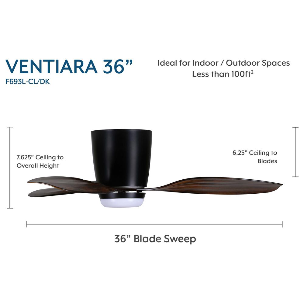 Minka-Aire Ventiara 36" LED Flush Mount Indoor/Outdoor Ceiling Fan in Coal, , large