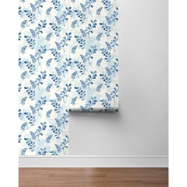 NextWall Woodland Walk 216" x 20.5" Peel and Stick Wallpaper in Marine Blue, , large