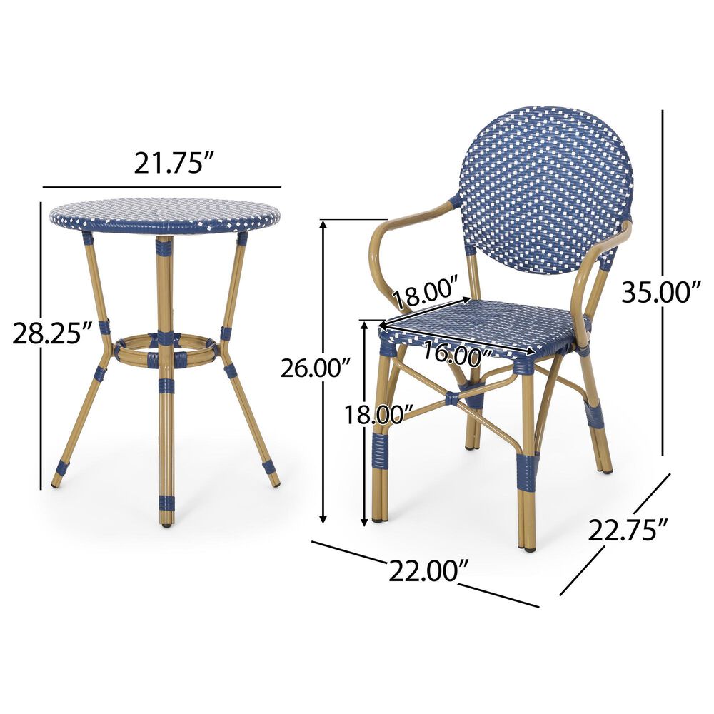Hearth and Haven 3-Piece Outdoor Bistro Set in Dark Teal and White, , large