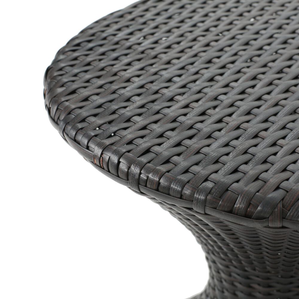 Hearth and Haven Outdoor Sleek Hourglass Wicker Side Table with Iron Frame in Brown Multi, , large