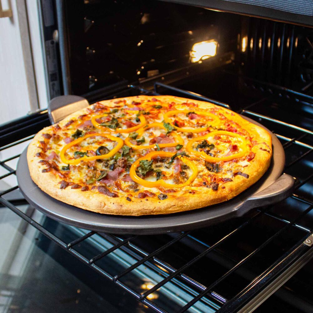 Escali Glazed Pizza Stone with Handles in Grey, , large