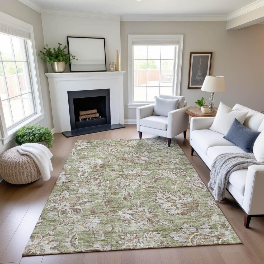 Dalyn Rug Company Silk Road Aloe, Fern, Taupe, Ivory and Copper 5&#39; x 7&#39;6&quot; Area Rug, , large