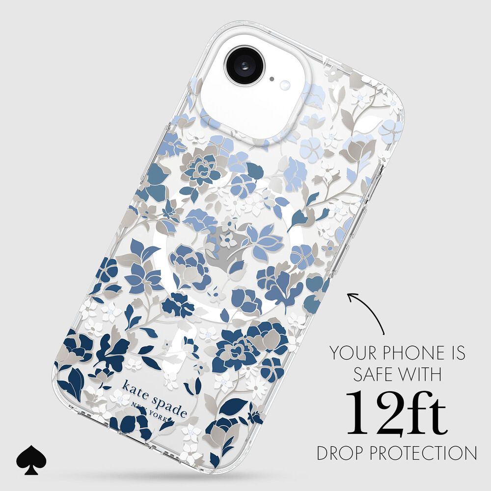Kate Spade Protective MagSafe Case for Apple iPhone 16e/15/14/13 in Flowerbed Blue, , large