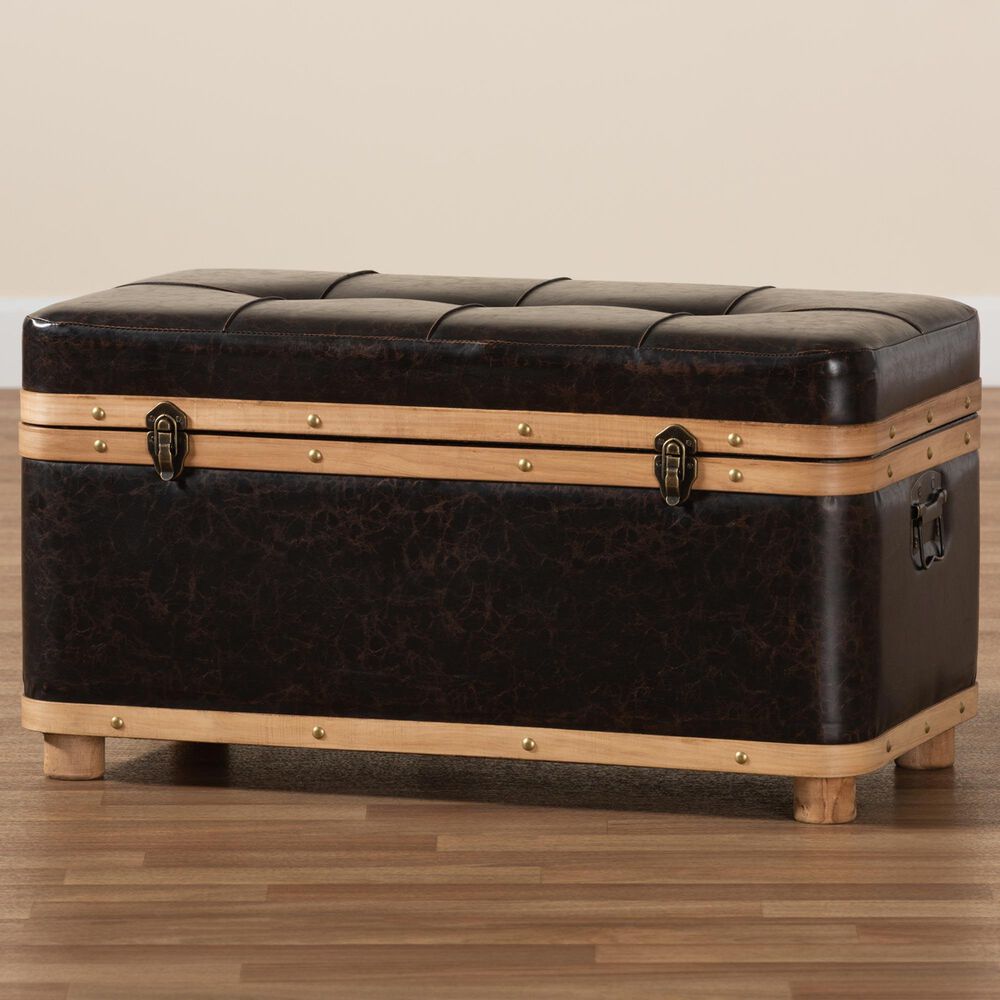 Baxton Studio Gendry Storage Ottoman in Dark Brown, , large