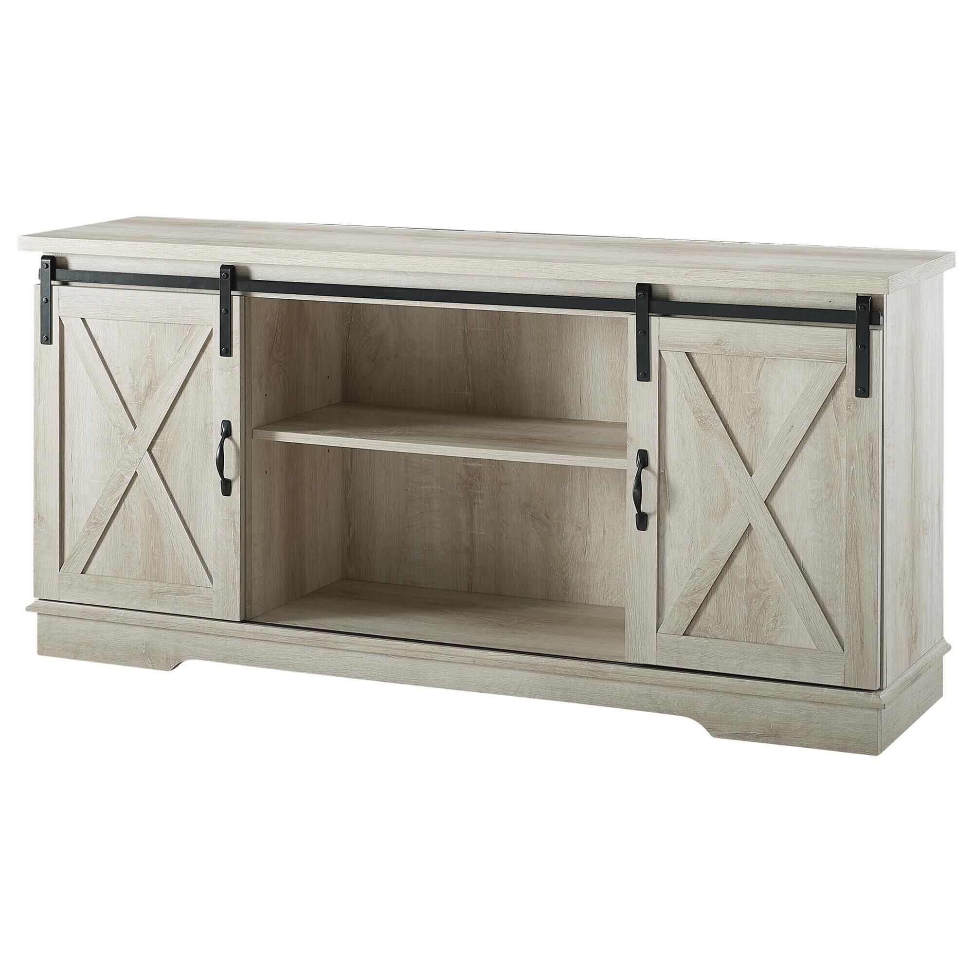 Walker edison white store oak tv stand
