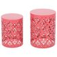 Hearth and Haven Outdoor End Table with Floral Pattern in Coral (Set of 2), , large