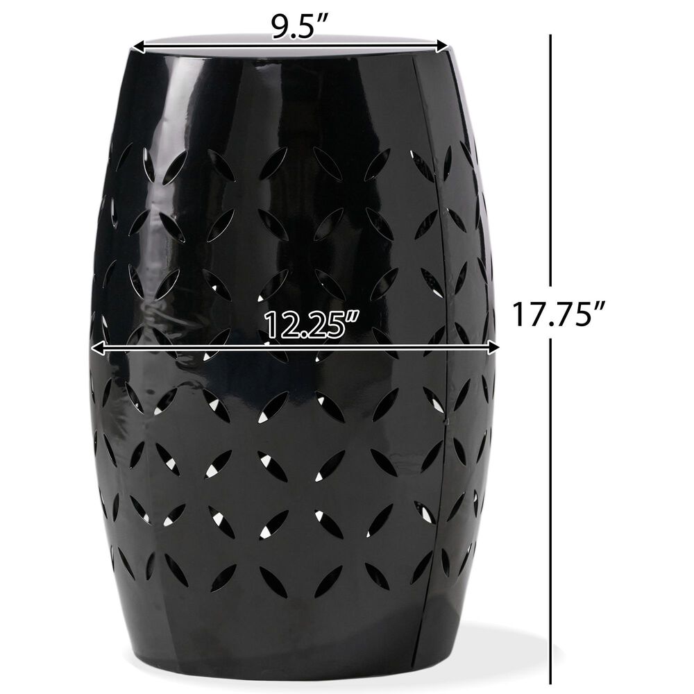 Hearth and Haven Lilac Outdoor Barrel End Table with Cylindrical Design in Black, , large