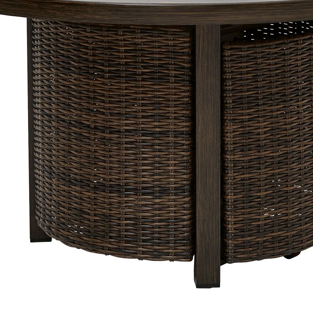 Ashley Monterey Point Round Fire Pit Table in Dark Brown, , large