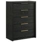 Mayberry Hill South Bend King Bed with Dresser, Chest, and Two Nightstands in Black, , large
