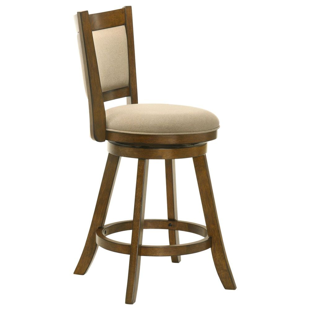 Armen Living Aiden Swivel Counter Height Stool with Gray Upholstery in Sepia Brown, , large