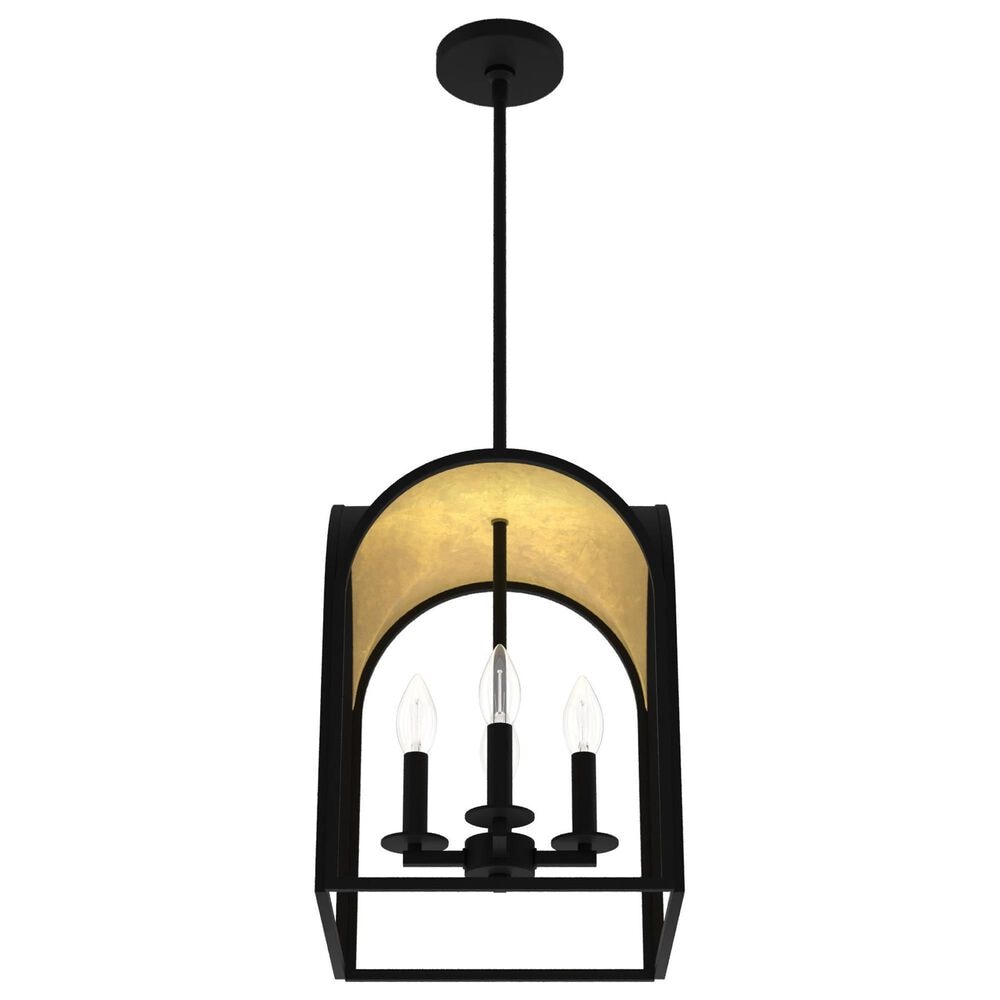 Hunter Dukestown 12&quot; 4-Light Lantern Pendant in Natural Iron and Gold Leaf, , large