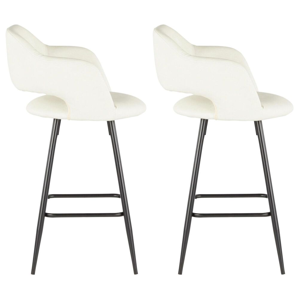 LumiSource Margarite Counter Stool with Cream Cushion in Black &#40;Set of 2&#41;, , large