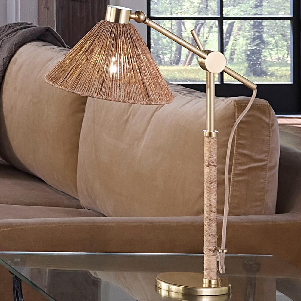 Jamie Young Ellington Abaca Rope Table Lamp in Natural and Antiqued Brass, , large