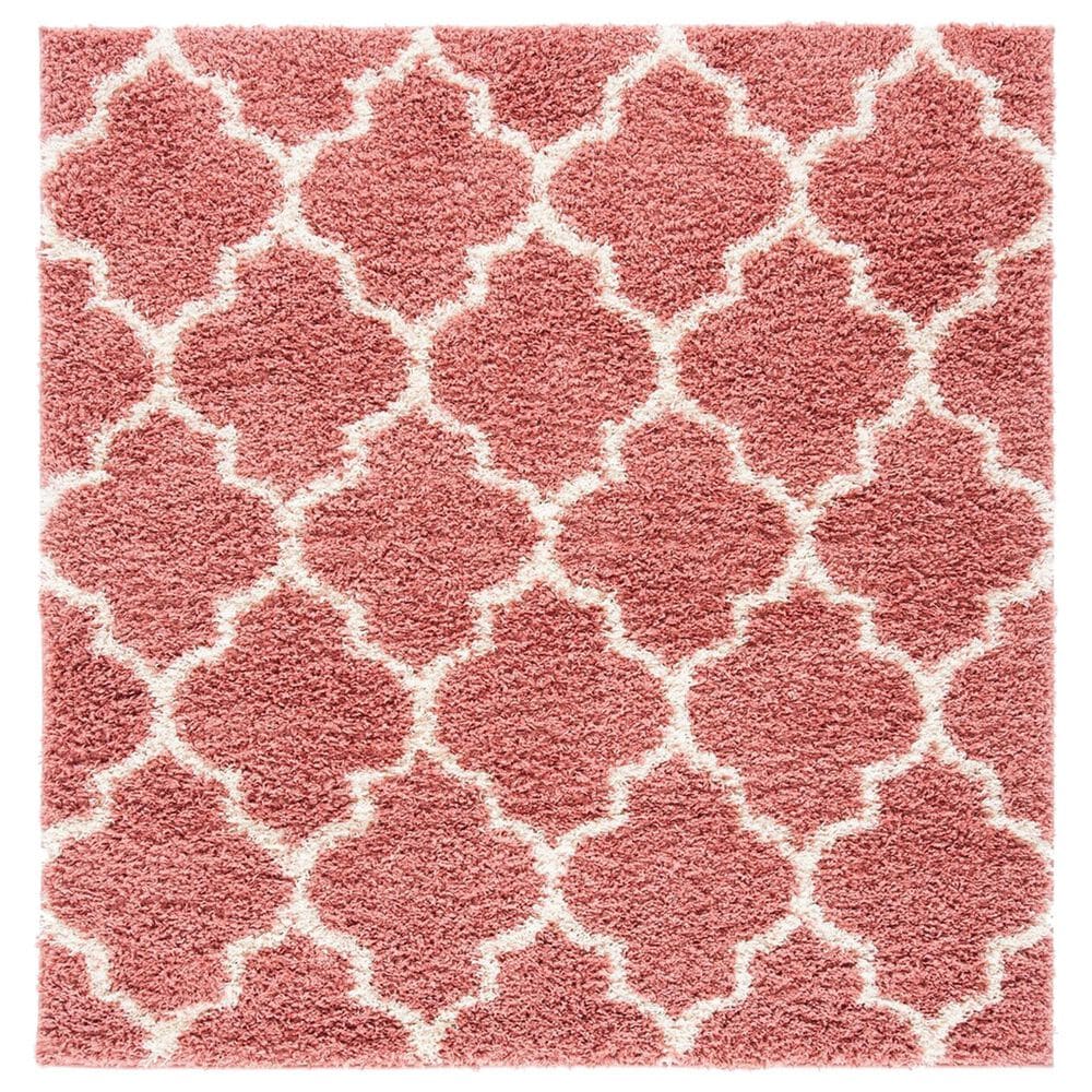 Safavieh Venus Shag 6"7" Square Pink and Ivory Area Rug, , large