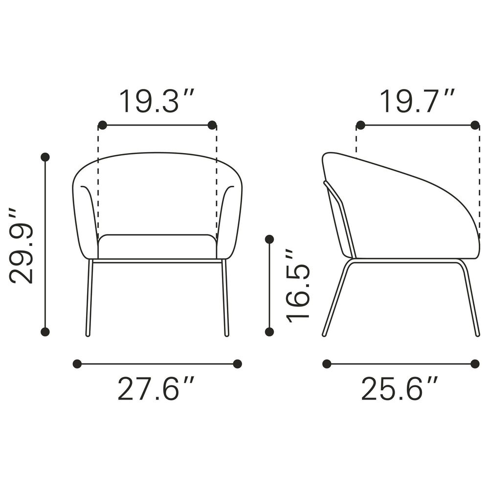 Zuo Modern Quinten Accent Chair in Vintage Brown and Gold, , large