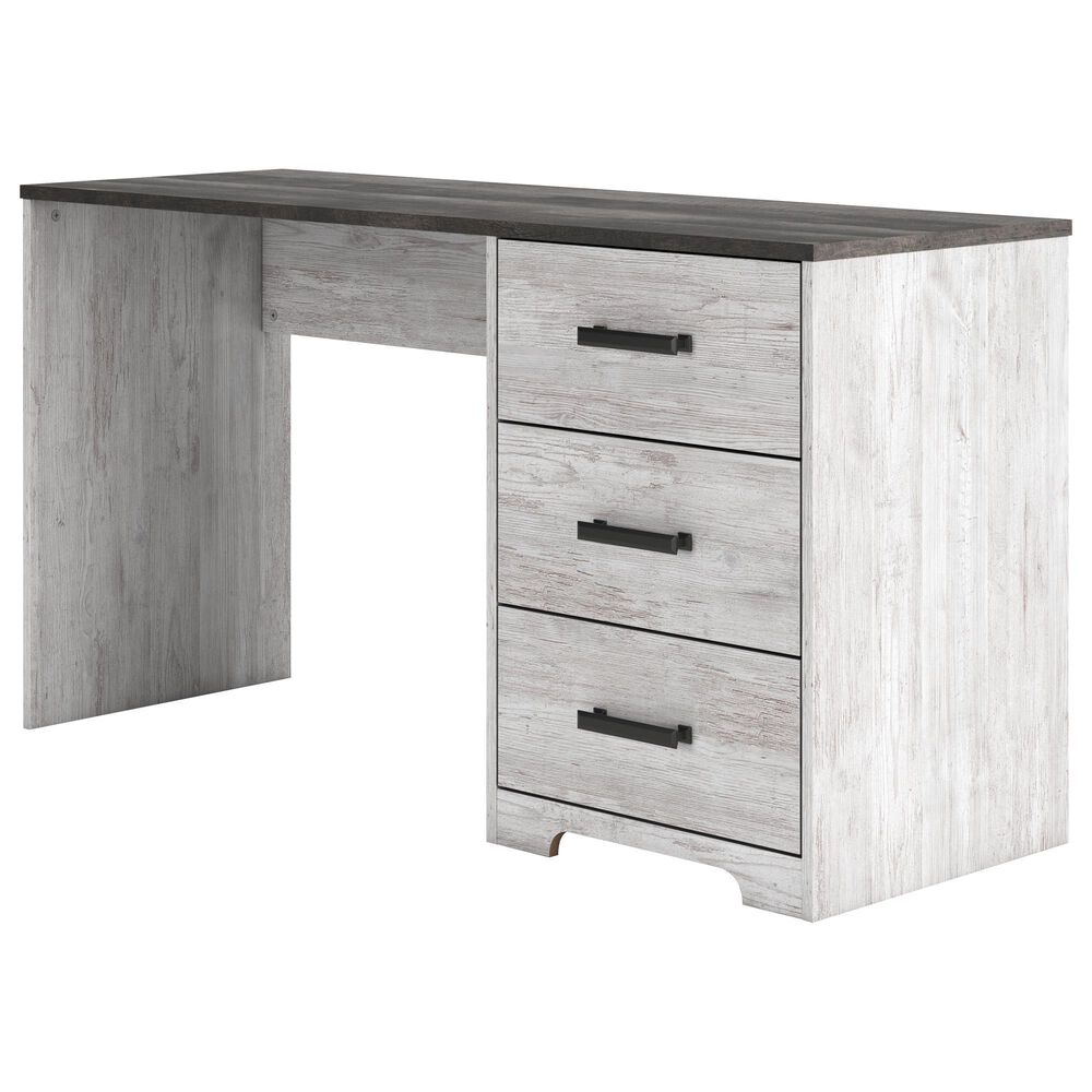 Ashley Shawburn 3-Drawer Home Office Desk in White and Dark Charcoal Gray, , large