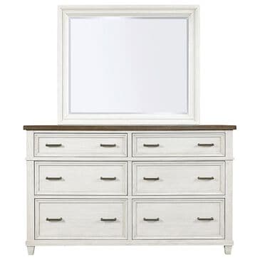 Riva Ridge Caraway 6-Drawer Dresser and Mirror in Aged Ivory and Brown, , large