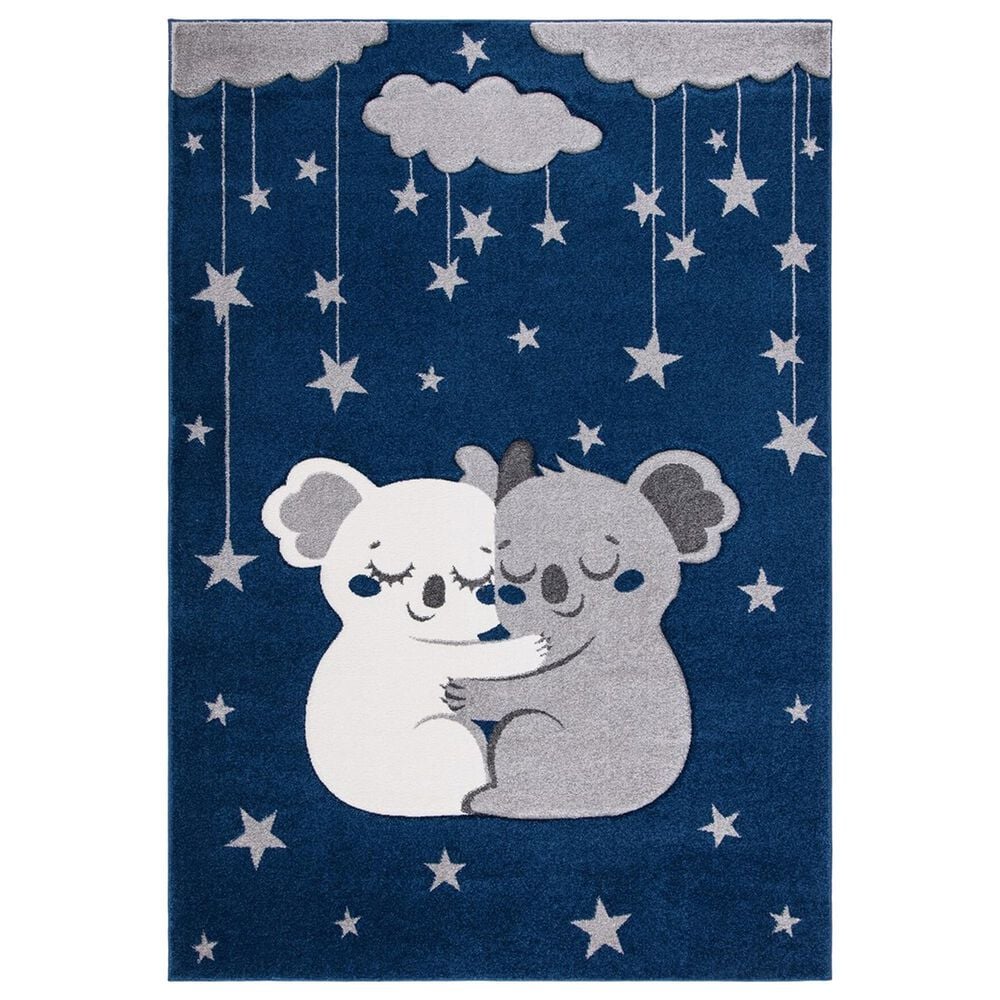 Safavieh Carousel Animals 6"7" x 9" Navy and Grey Kids  Area Rug, , large