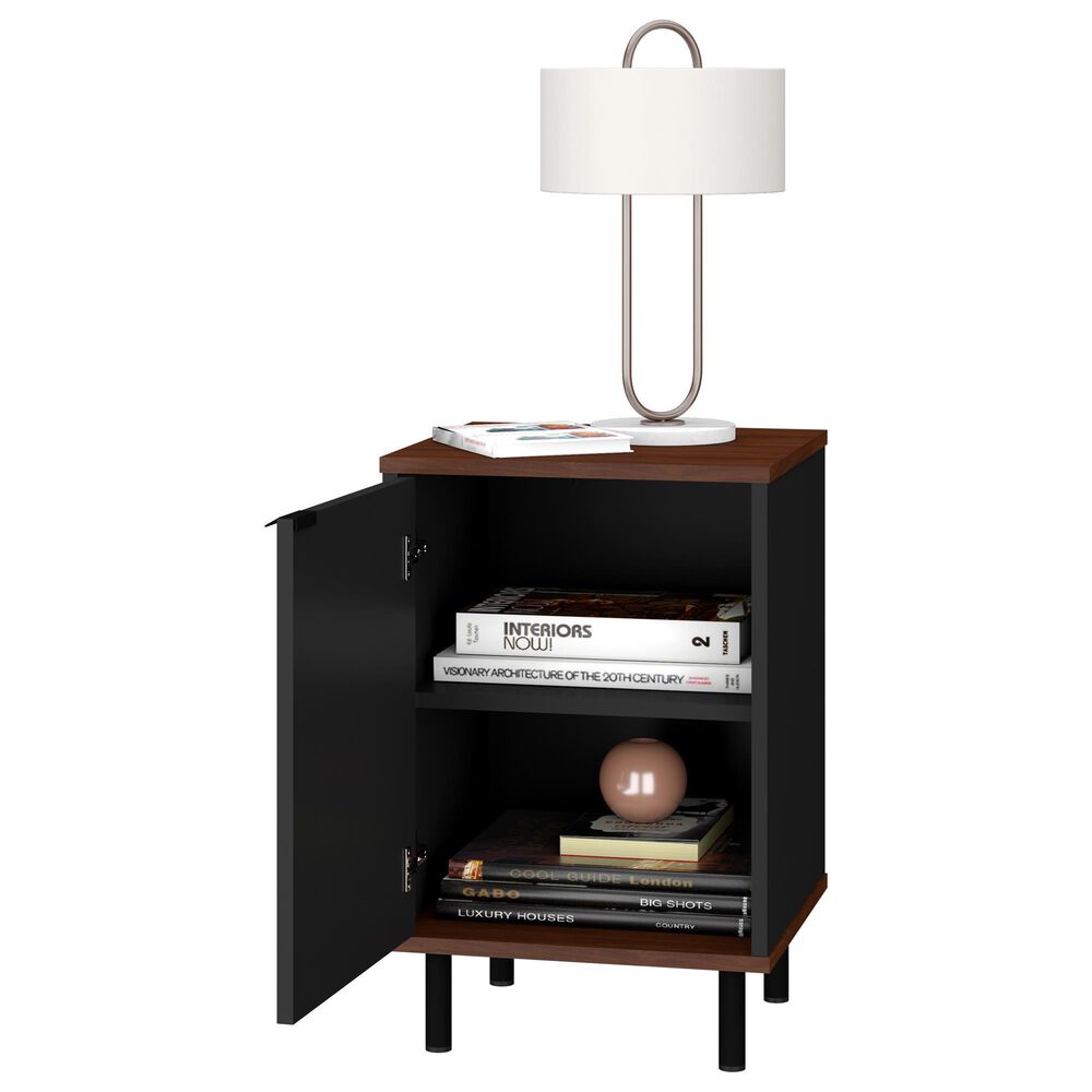 Dayton Mosholu 2 Shelf Nightstand in Black/Nut Brown, , large