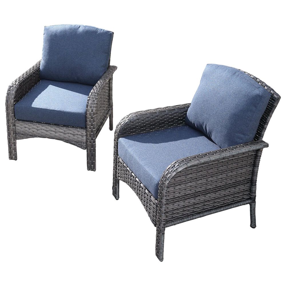 HOMLUX 27" Patio Single Chair in Denim Blue (Set of 2), , large