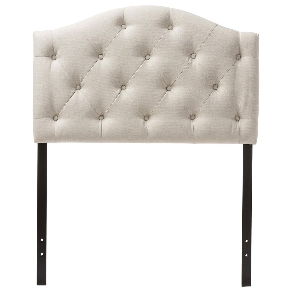 Baxton Studio Myra Twin Upholstered Panel Headboard in Light Beige, , large