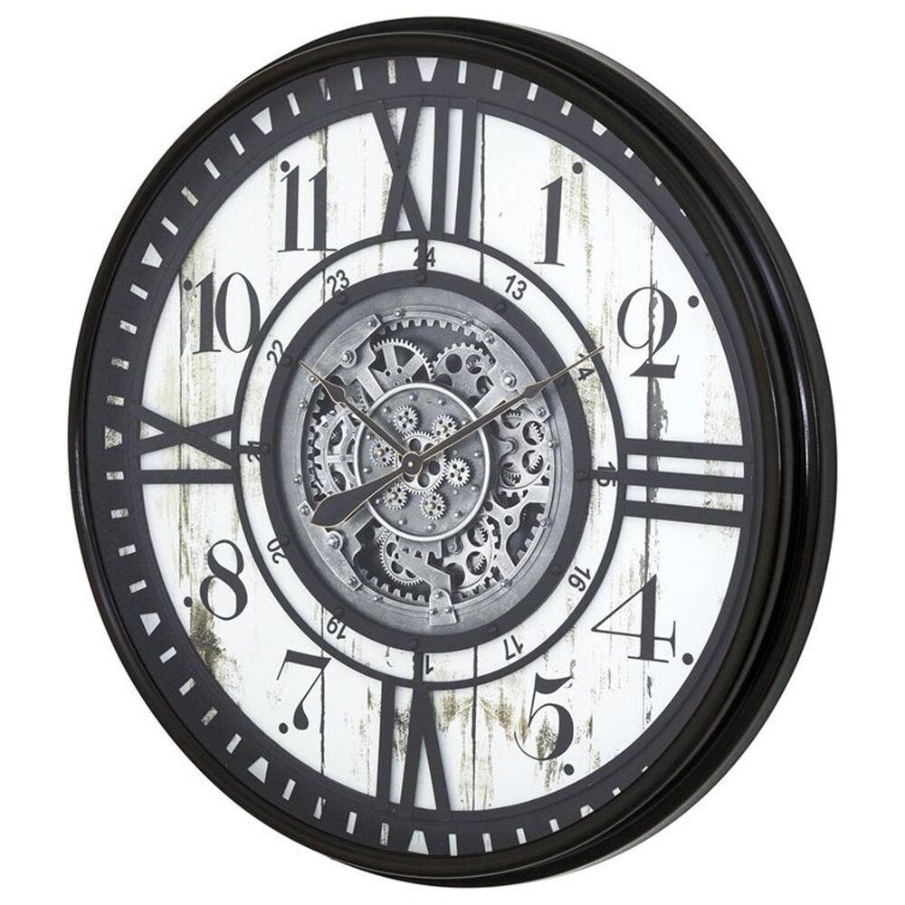 Yosemite Home Decor Modern Farmhouse Gear Wall Clock in Black and White, , large