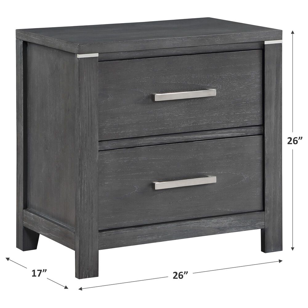 New Heritage Design Odessa 2-Drawer Nightstand in Charcoal and Silver, , large