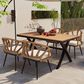 Hearth and Haven 5-Piece Outdoor Dining Set with Dark Yellow Rattan Chairs and Plastic Wood Table in Beige, , large