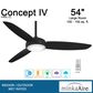 Minka-Aire Concept IV 54" Ceiling Fan with LED Light in Coal, , large