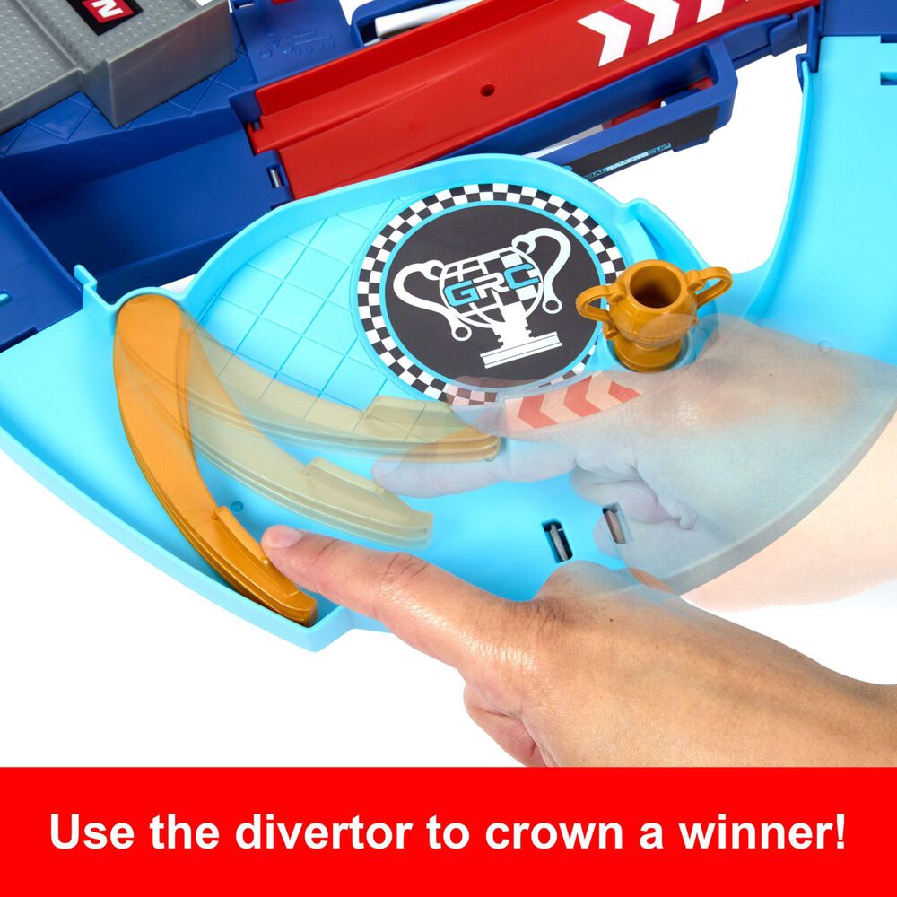 Disney Global Racers Cup Jumping Raceway Track Set with 2 Toy Vehicles in Multicolor, , large