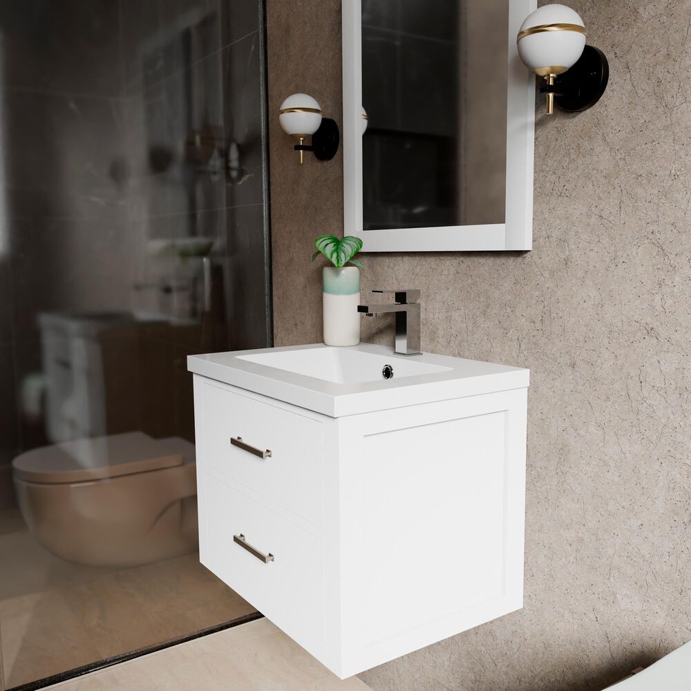 Lexora Home Castor 24" Single Bathroom Vanity in White with White Acrylic Top and Rectangular Sink, , large