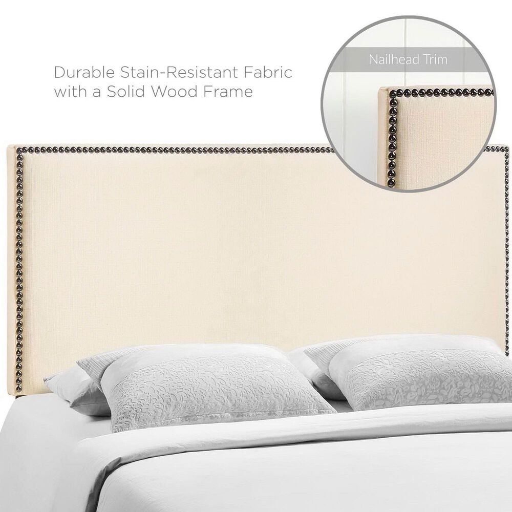Modway Region Nailhead Upholstered Queen Headboard in Cafe, , large