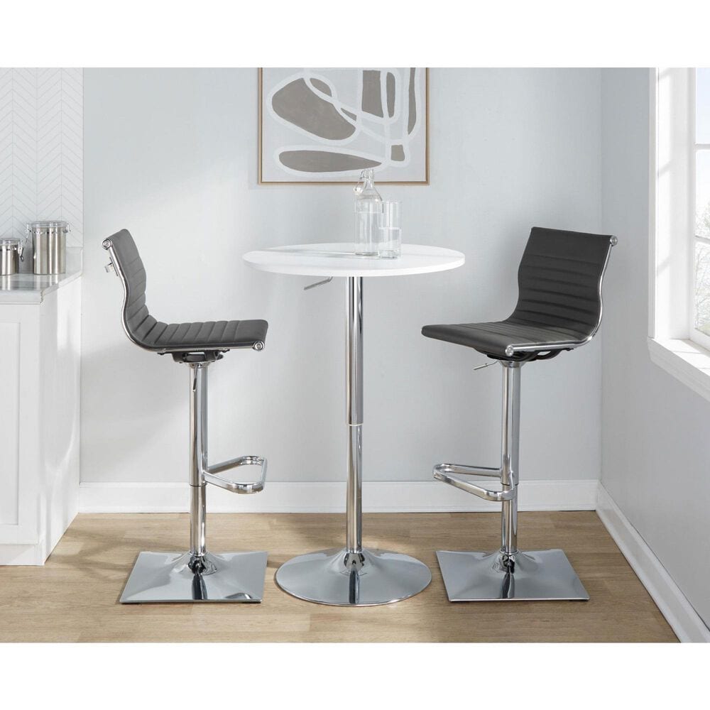 Lumisource Masters Swivel Adjustable Barstool with Grey Cushion in Chrome, , large
