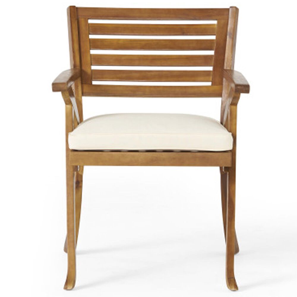 Hearth and Haven Hermosa 7-Piece Outdoor Dining Set with Cream Cushion in Teak, , large