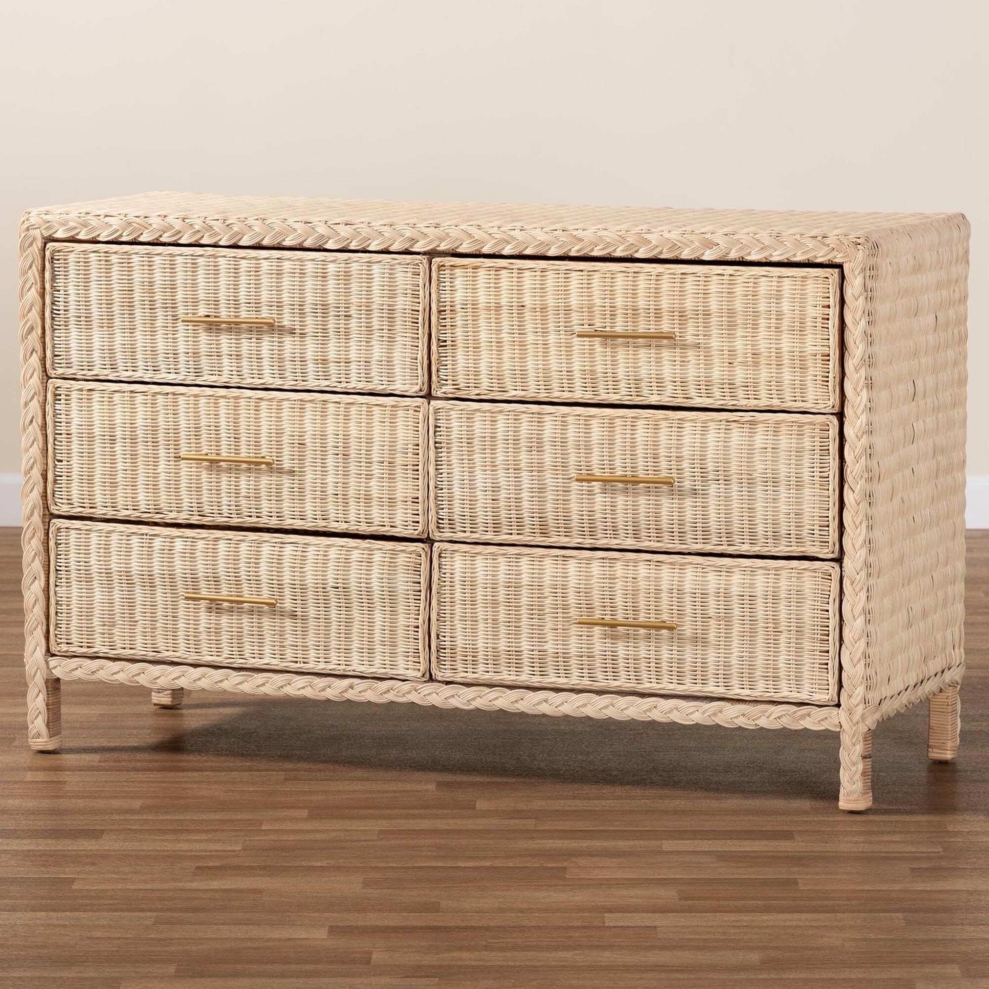 Baxton Studio Lanica 6-Drawer Dresser in Sun Bleached