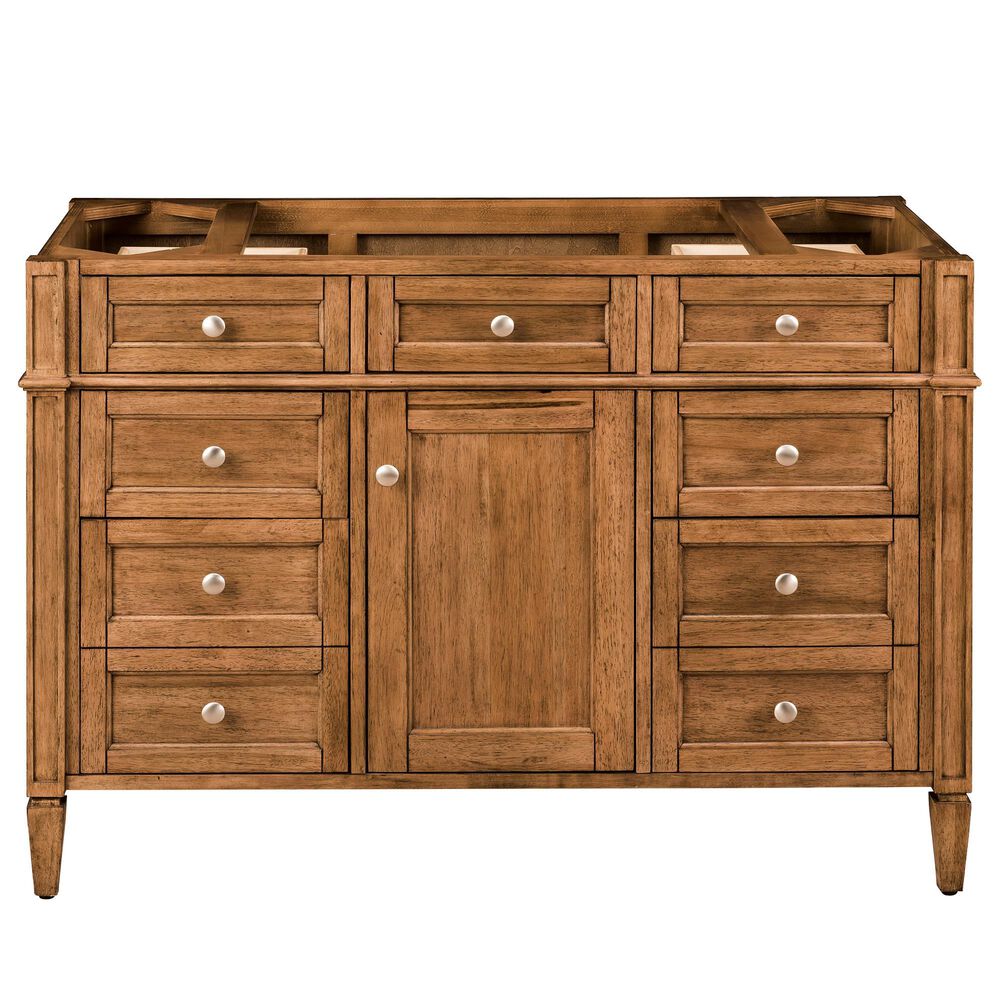 James Martin Vanities Brittany 60&quot; Single Bathroom Vanity in Saddle Brown with 3 cm White Zeus Quartz Top and Rectangular Sink, , large
