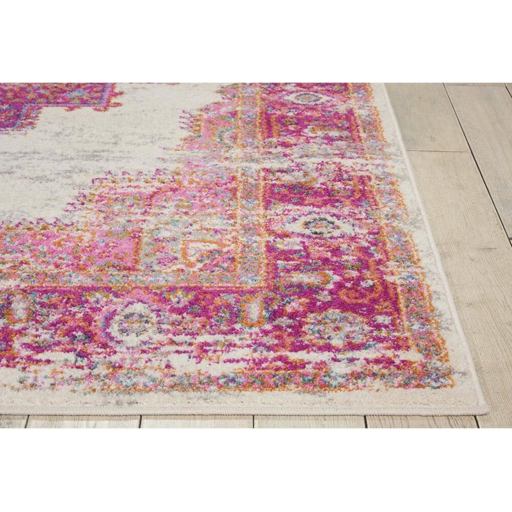 Nourison Passion PSN03 2&#39;2&quot; x 7&#39;6&quot; Ivory and Fuchsia Runner, , large