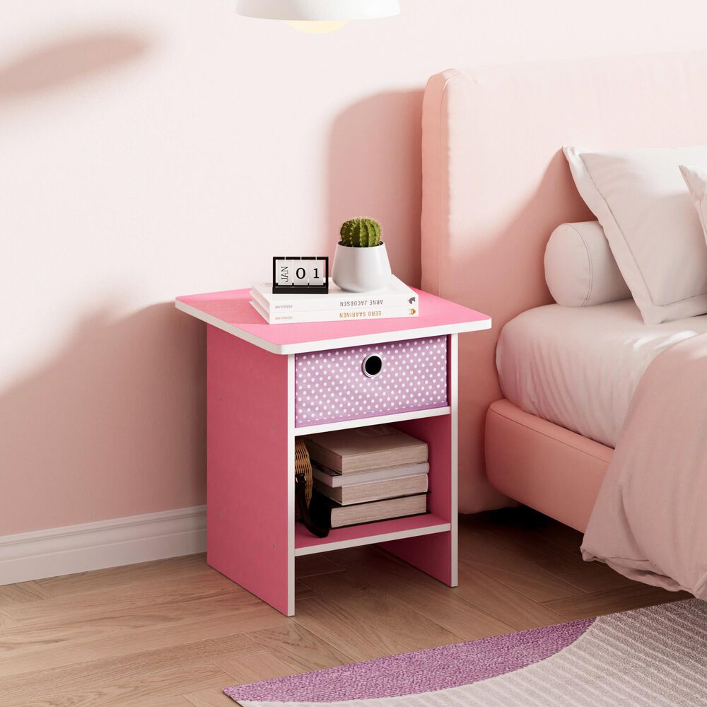 HOMLUX 1-Drawer Modern Nightstand with Open Shelf in Pink (Set of 2), , large