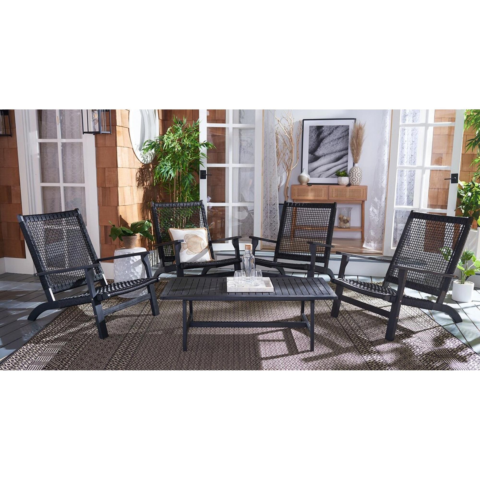 Safavieh Tilden 5 Piece Patio Coffee Set in Black NFM