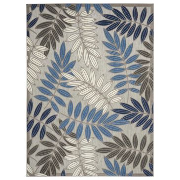 Nourison Aloha Floral 6" x 9" Grey and Blue Indoor/Outdoor Area Rug, , large