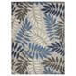 Nourison Aloha Floral 6" x 9" Grey and Blue Indoor/Outdoor Area Rug, , large