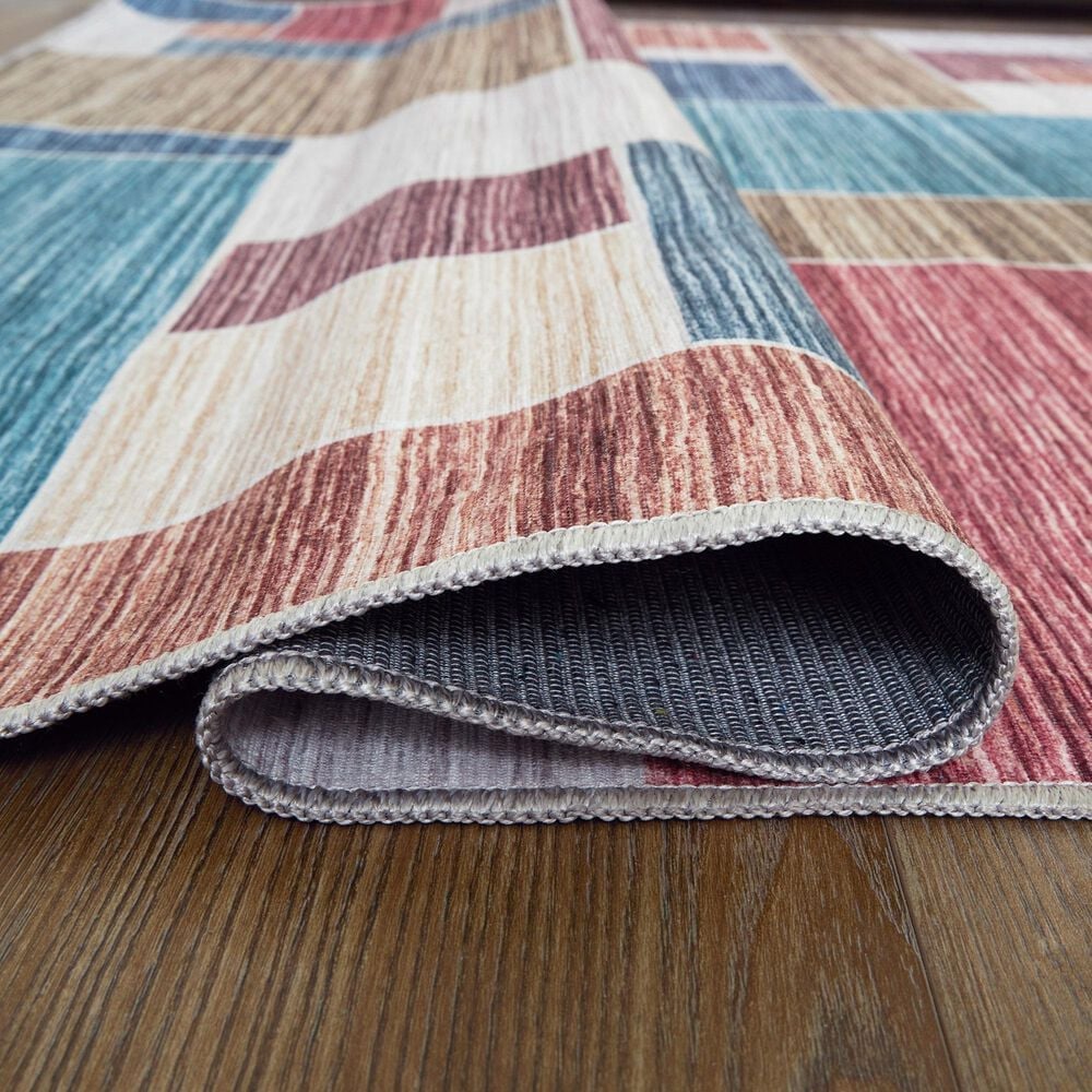 Ashley Numore 5&#39;2&quot; x 6&#39;11&quot; Beige, Teal, Blue, Green, Orange and Rust Area Rug, , large